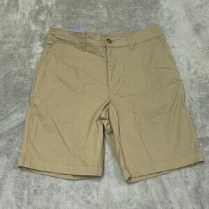Izod Saltwater Mens 30 Flat Front 9.5" Khaki Shorts Machine Washable a0011